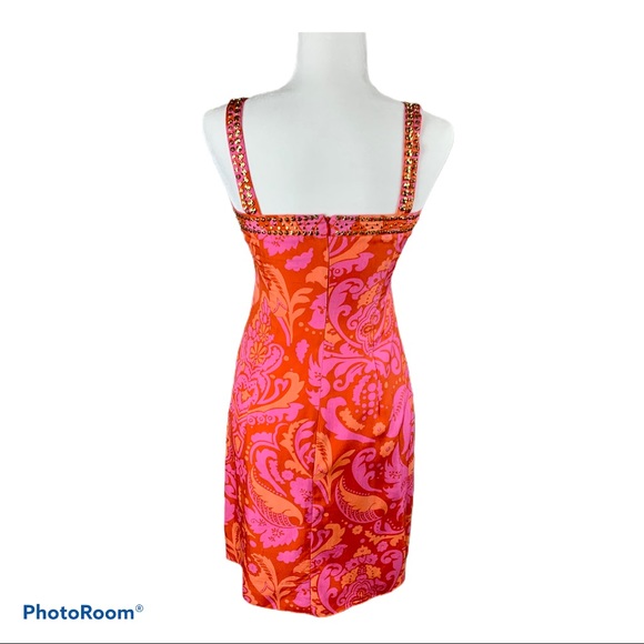 Anna Sui Silk Floral Vintage 90’s Sleeveless Studded Dress - Picture 3 of 4